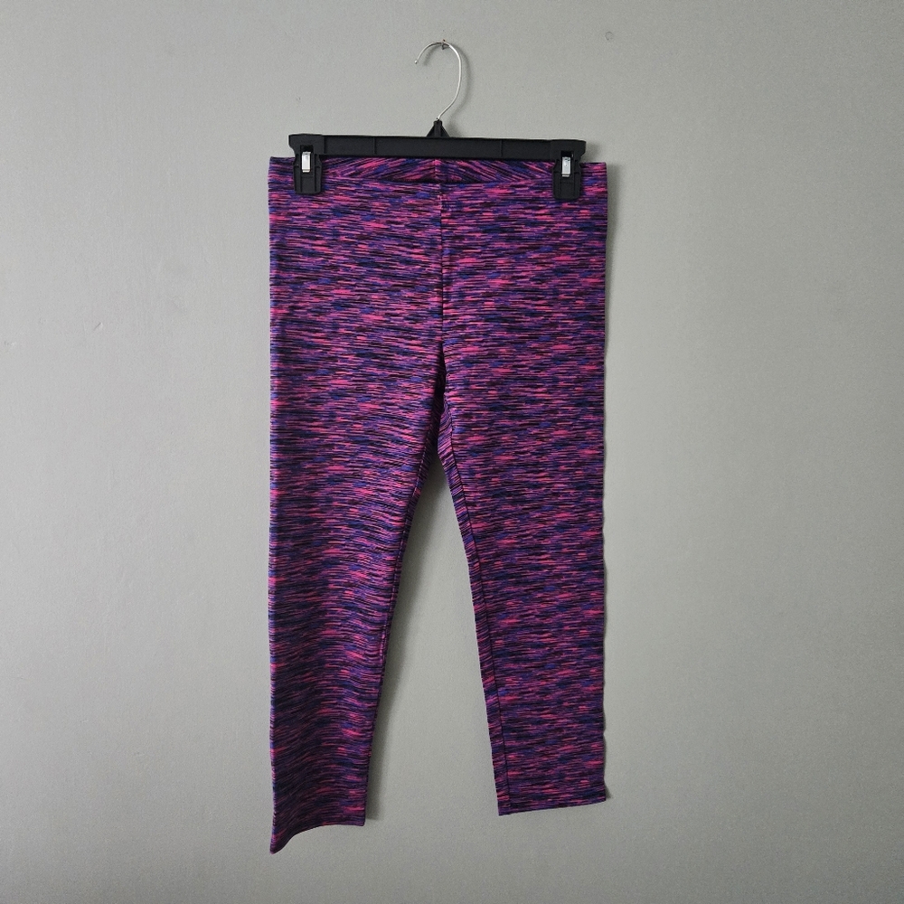 NWT City Streets Mulitcolor Pink & Blue Grey Cropped Stretch Leggings, Medium